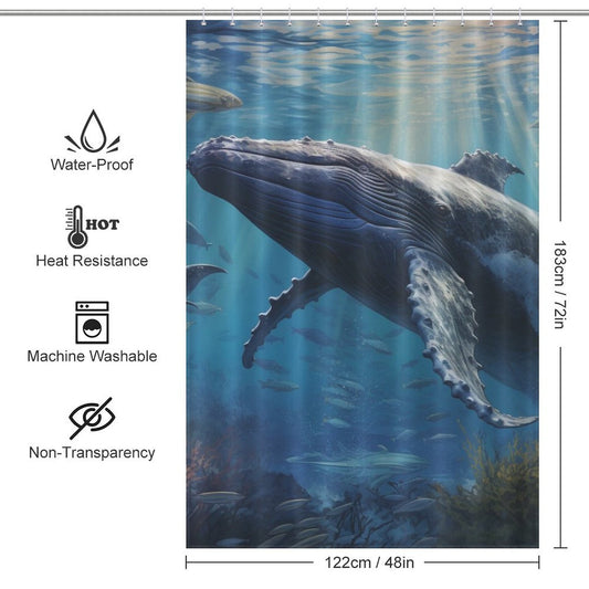 Nautical Serenity Whale Shower Curtain