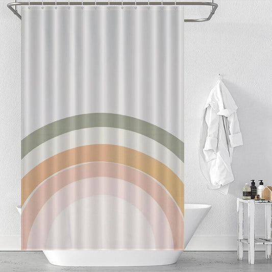Neutral Rainbow Boho Shower Curtain