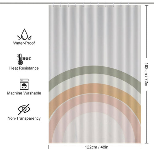Neutral Rainbow Boho Shower Curtain