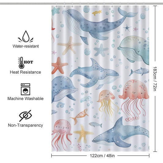 Ocean Cute Shower Curtain for Kids