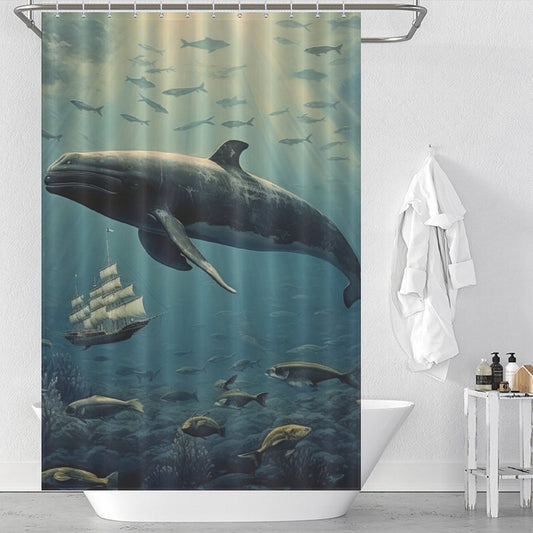 Ocean's Vastness Whale Shower Curtain