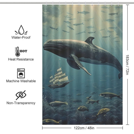 Ocean's Vastness Whale Shower Curtain