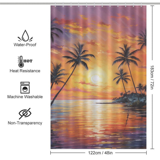 Palm trees Beach Shower Curtain Shoreline Peace
