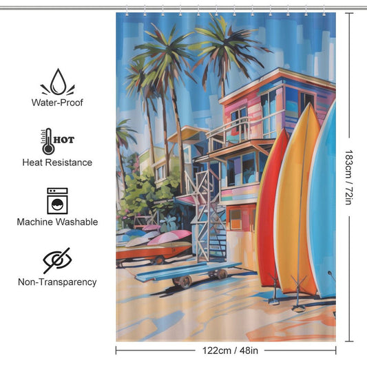 Peaceful Surfboards Beach Shower Curtain