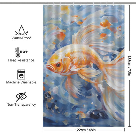 Peaceful goldfish shower curtain Lotus