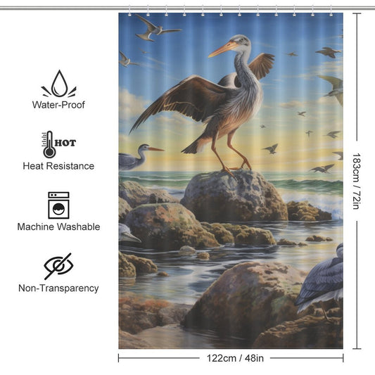 Pelican Beach Shower Curtain Tropical Escape