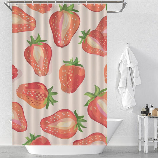 Pink Strawberry Cute Shower Curtain