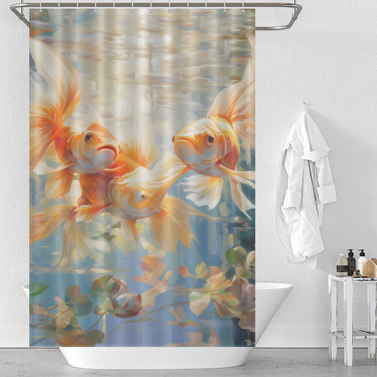 Playful Bubbles Goldfish Shower Curtain