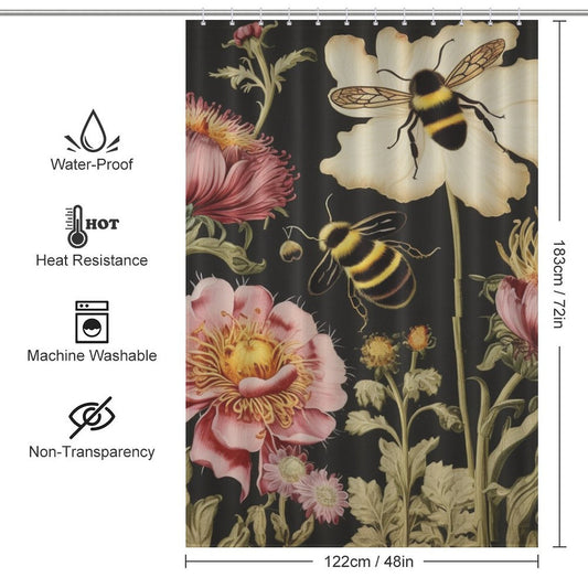 Playful Bumble Bee Shower Curtain