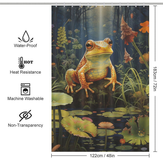 Pond Sanctuary Frog Shower Curtain