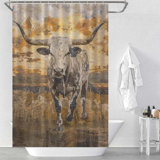 Prairie Landscape Bull Shower Curtain