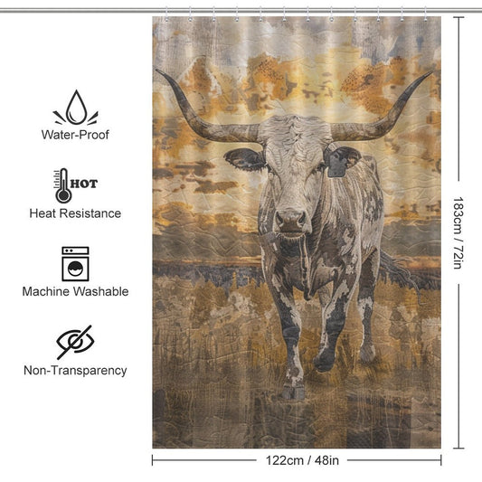 Prairie Landscape Bull Shower Curtain