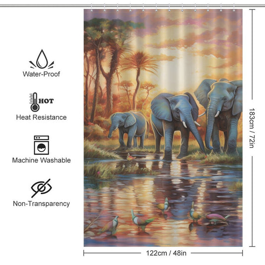Radiant Happiness Happy Elephant Shower Curtain