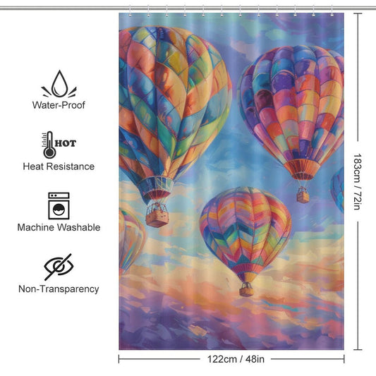 Rainbow Skies Hot Air Balloon Shower Curtain