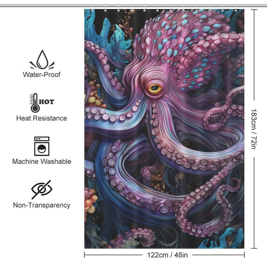 Realistic Deep Dive Octopus Shower Curtain