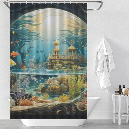 Realistic Vibrant Aquarium Shower Curtain
