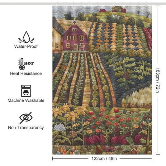Rows of Crops Farmhouse Shower Curtain