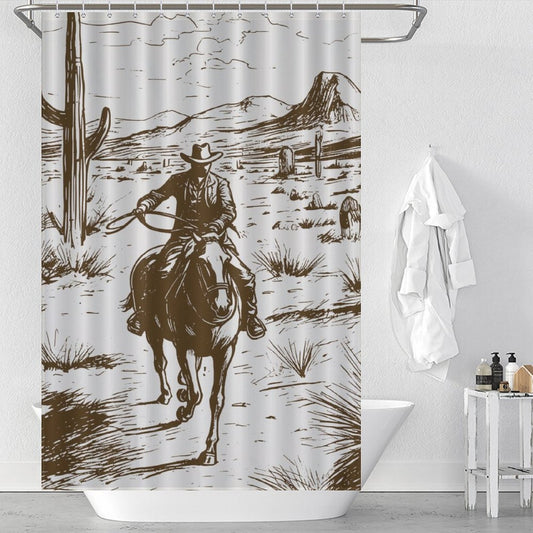 Rustic Cactus Cowboy Western Shower Curtain