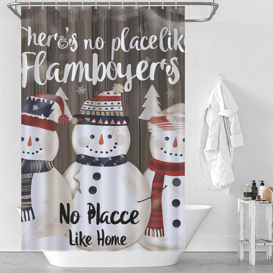 Rustic Door Snowman Winter Shower Curtain