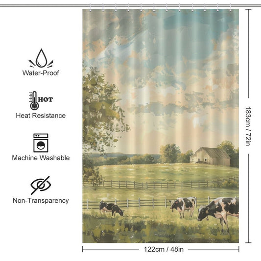 Rustic Tranquility Cow Shower Curtain