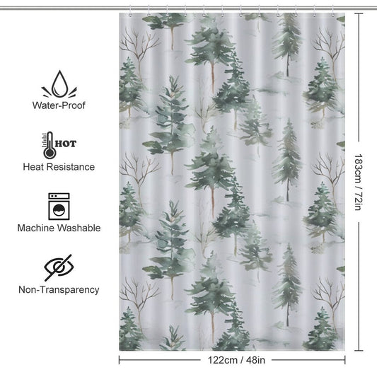 Rustic Winter Pine Trees Winter Shower Curtain