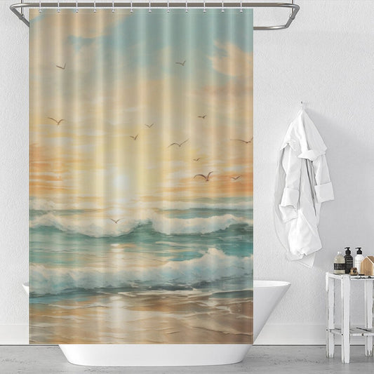 Seagull Beach Shower Curtain Tropical Paradise