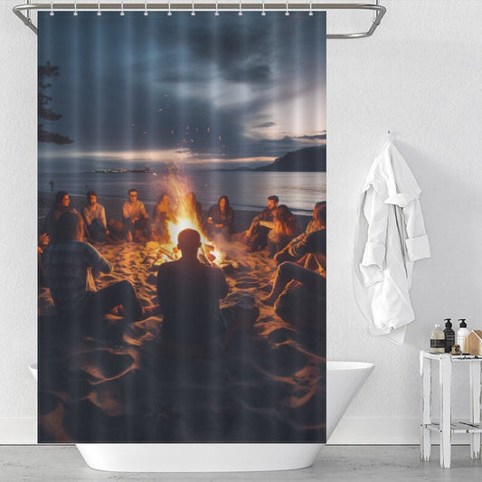 Seashell Bonfires Beach Shower Curtain