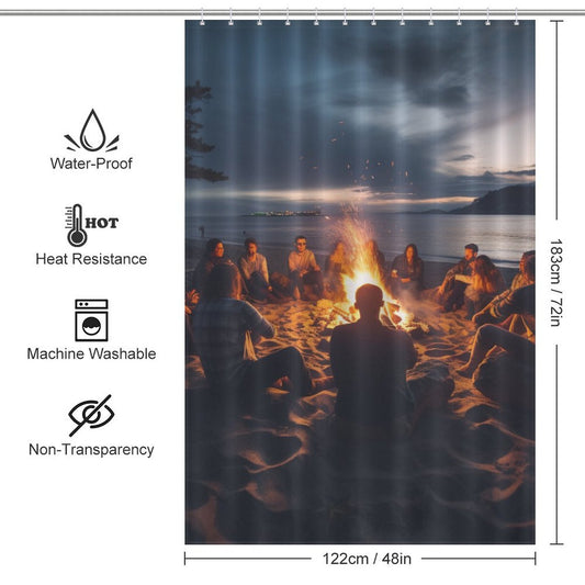 Seashell Bonfires Beach Shower Curtain
