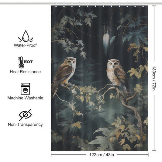 Secluded Forest Owl Shower Curtain