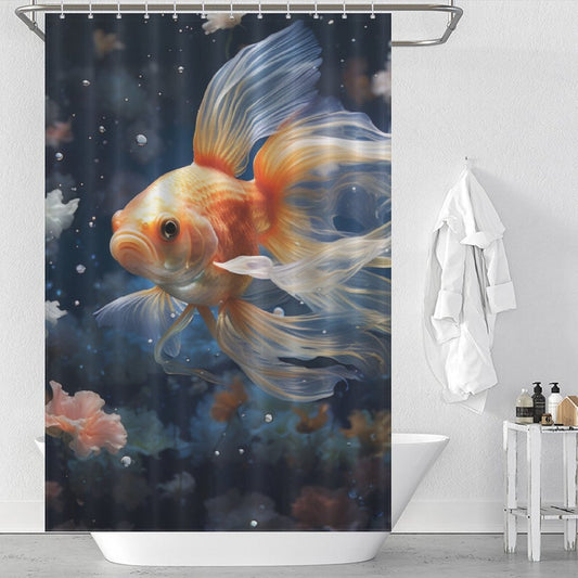 Serene Blue Depths Goldfish Shower Curtains