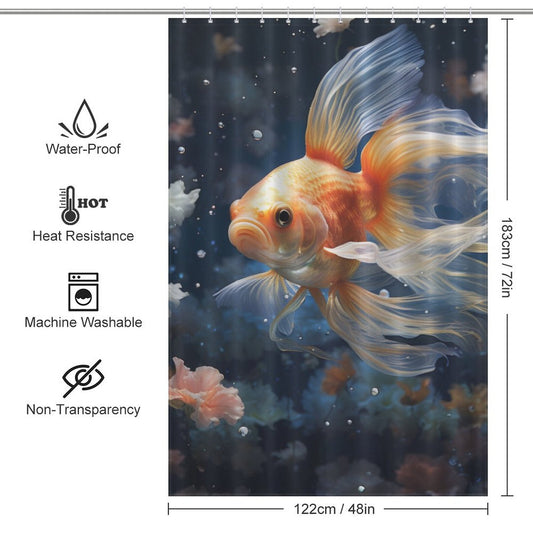 Serene Blue Depths Goldfish Shower Curtains