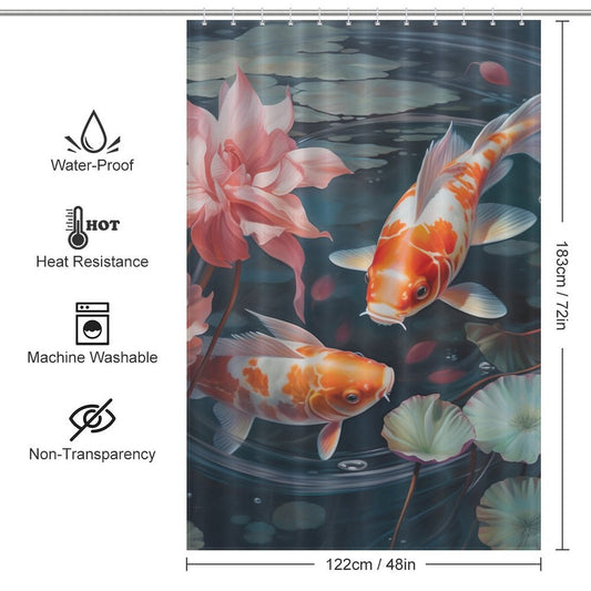 Serene goldfish shower curtain Elegance