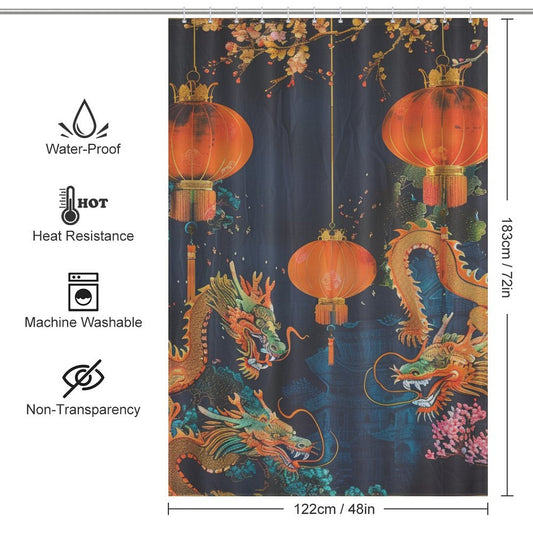 Silk Lanterns Oriental Shower Curtain