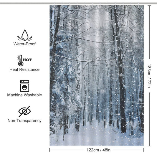 Snowing Woods in Winter Shower Curtain