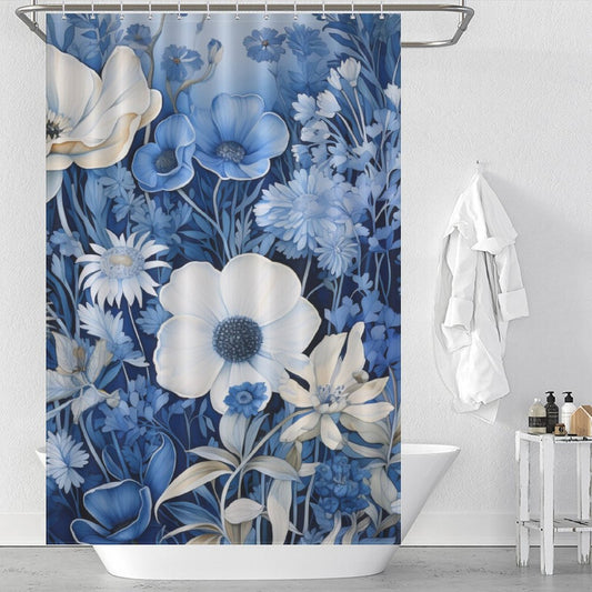 Soft Blue Floral Shower Curtain