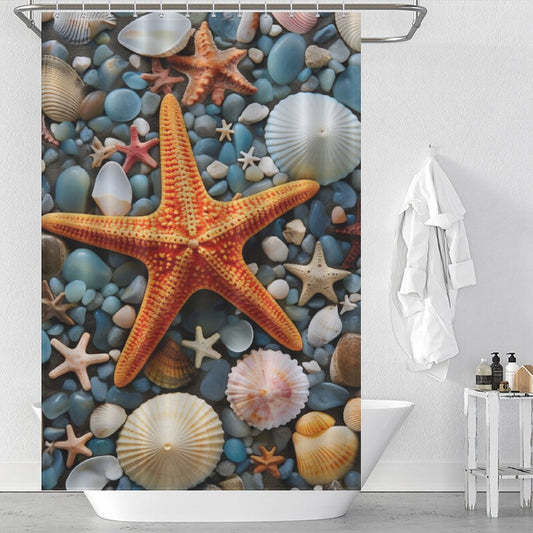 Starfish Beach Shower Curtain Sandy Toes