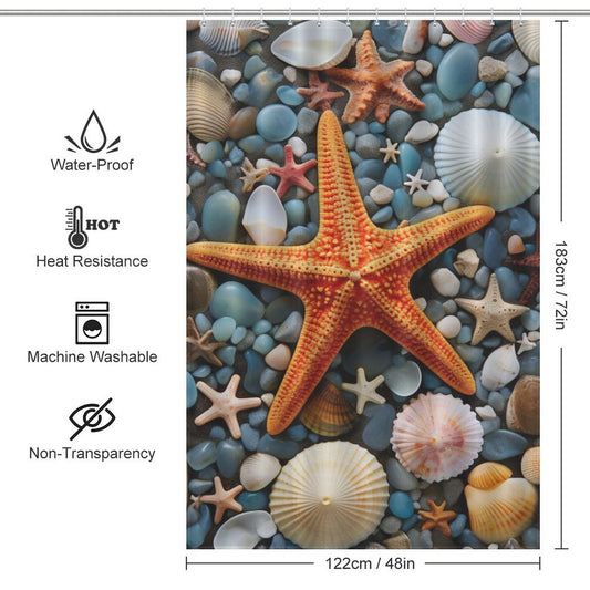 Starfish Beach Shower Curtain Sandy Toes