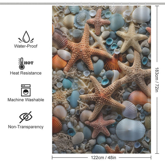 Starfish Beach Shower Curtain Wave Harmony