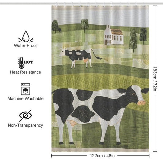 Striking Contrast Cow Shower Curtain