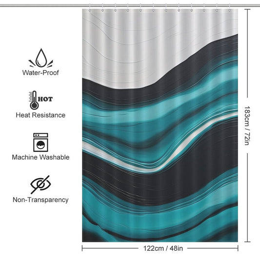 Stylish Black White and Turquoise Shower Curtain