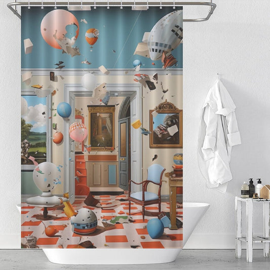 Stylish Pink and Black Shower Curtain