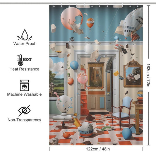 Stylish Pink and Black Shower Curtain