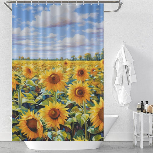 Sunflower Shower Curtain Joyful Scene