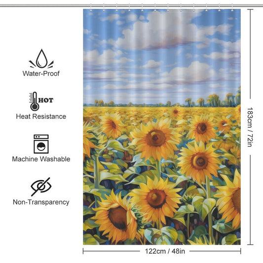 Sunflower Shower Curtain Joyful Scene