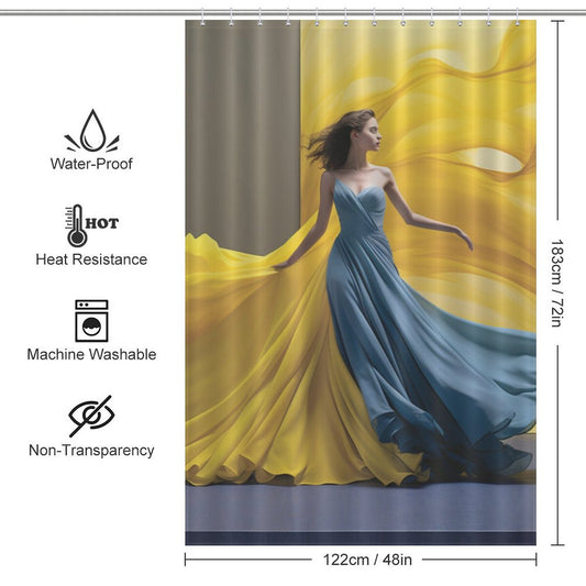 Sunrise Yellow Gray Blue Curtain