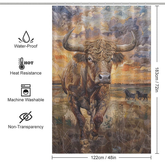 Sunset Glow Bull Shower Curtain