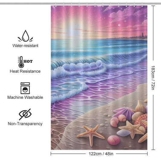 Sunset Purple Starfish Beach Shower Curtain