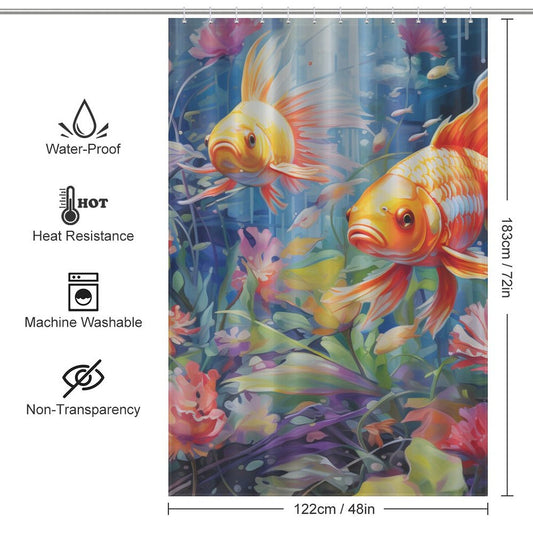 Tranquil goldfish shower curtain
