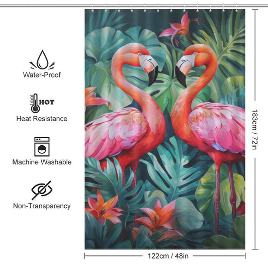 Tropical Elegance Flamingo Shower Curtain