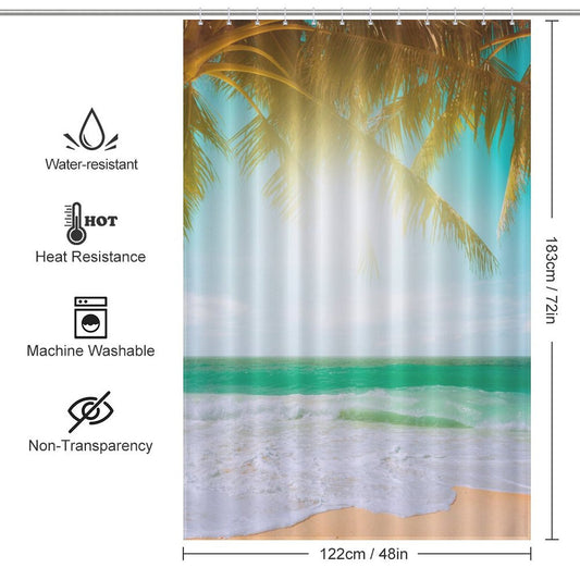 Tropical Palm Tree Beach Shower Curtain